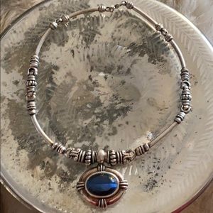 Blue stone silver choker